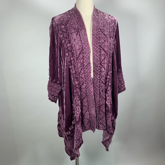 Johnny Was Sweaters - Johnny Was Purple Velvet Draped Cardigan